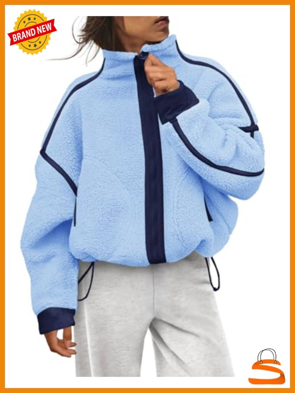 Women's Fleece Zip Up Sherpa Jacket Fuzzy Teddy Coat with Pockets
